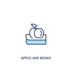 apple and books concept 2 colored icon. simple line element illustration. outline blue apple and books symbol. can be used for web and mobile ui/ux.
