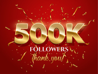 500000 followers celebration vector banner with text