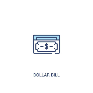 dollar bill concept 2 colored icon. simple line element illustration. outline blue dollar bill symbol. can be used for web and mobile ui/ux.