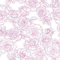 vector seamless pattern with drawing flowers