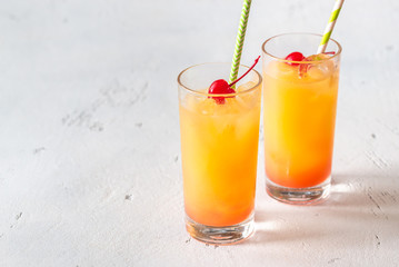 Tequila sunrise cocktails