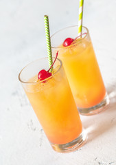 Tequila sunrise cocktails