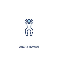 angry human concept 2 colored icon. simple line element illustration. outline blue angry human symbol. can be used for web and mobile ui/ux.