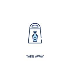 take away concept 2 colored icon. simple line element illustration. outline blue take away symbol. can be used for web and mobile ui/ux.