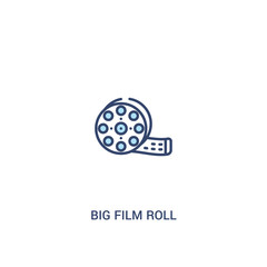 big film roll concept 2 colored icon. simple line element illustration. outline blue big film roll symbol. can be used for web and mobile ui/ux.