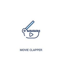 movie clapper concept 2 colored icon. simple line element illustration. outline blue movie clapper symbol. can be used for web and mobile ui/ux.
