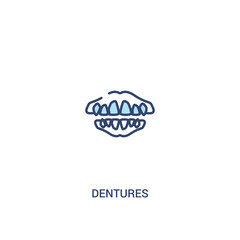 dentures concept 2 colored icon. simple line element illustration. outline blue dentures symbol. can be used for web and mobile ui/ux.