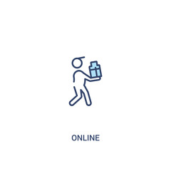 online concept 2 colored icon. simple line element illustration. outline blue online symbol. can be used for web and mobile ui/ux.