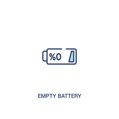 empty battery concept 2 colored icon. simple line element illustration. outline blue empty battery symbol. can be used for web and mobile ui/ux.
