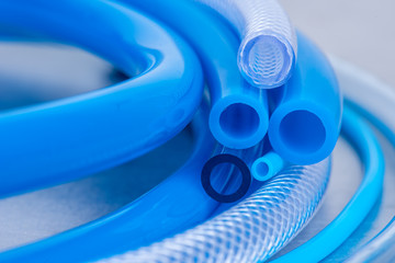 Flexible PVC Tubing Hose Close-up - obrazy, fototapety, plakaty