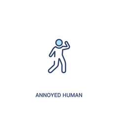 annoyed human concept 2 colored icon. simple line element illustration. outline blue annoyed human symbol. can be used for web and mobile ui/ux.