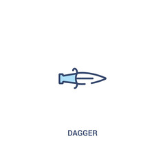 dagger concept 2 colored icon. simple line element illustration. outline blue dagger symbol. can be used for web and mobile ui/ux.