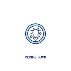 peking duck concept 2 colored icon. simple line element illustration. outline blue peking duck symbol. can be used for web and mobile ui/ux.