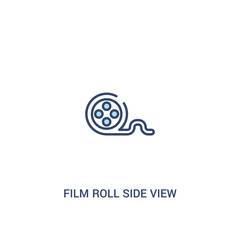 film roll side view concept 2 colored icon. simple line element illustration. outline blue film roll side view symbol. can be used for web and mobile ui/ux.