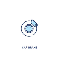 car brake concept 2 colored icon. simple line element illustration. outline blue car brake symbol. can be used for web and mobile ui/ux.