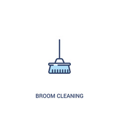 broom cleaning concept 2 colored icon. simple line element illustration. outline blue broom cleaning symbol. can be used for web and mobile ui/ux.