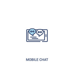 mobile chat concept 2 colored icon. simple line element illustration. outline blue mobile chat symbol. can be used for web and mobile ui/ux.