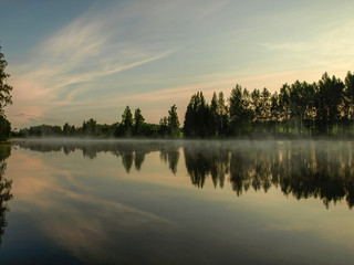 Fototapeta premium sunset over lake
