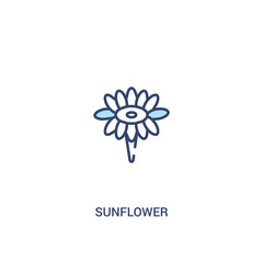 sunflower concept 2 colored icon. simple line element illustration. outline blue sunflower symbol. can be used for web and mobile ui/ux.