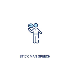 stick man speech concept 2 colored icon. simple line element illustration. outline blue stick man speech symbol. can be used for web and mobile ui/ux.