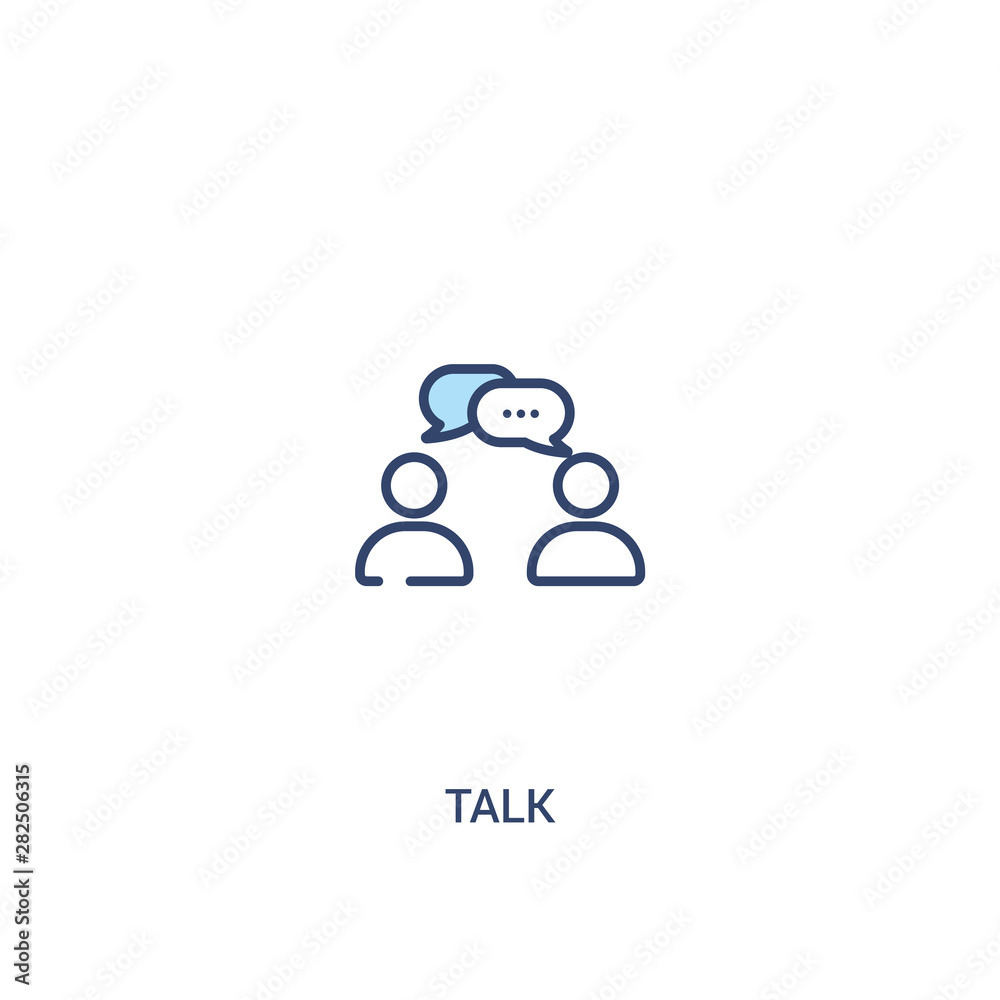 Poster talk concept 2 colored icon. simple line element illustration. outline blue talk symbol. can be used