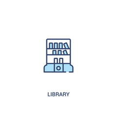 library concept 2 colored icon. simple line element illustration. outline blue library symbol. can be used for web and mobile ui/ux.