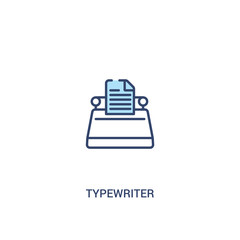 typewriter concept 2 colored icon. simple line element illustration. outline blue typewriter symbol. can be used for web and mobile ui/ux.