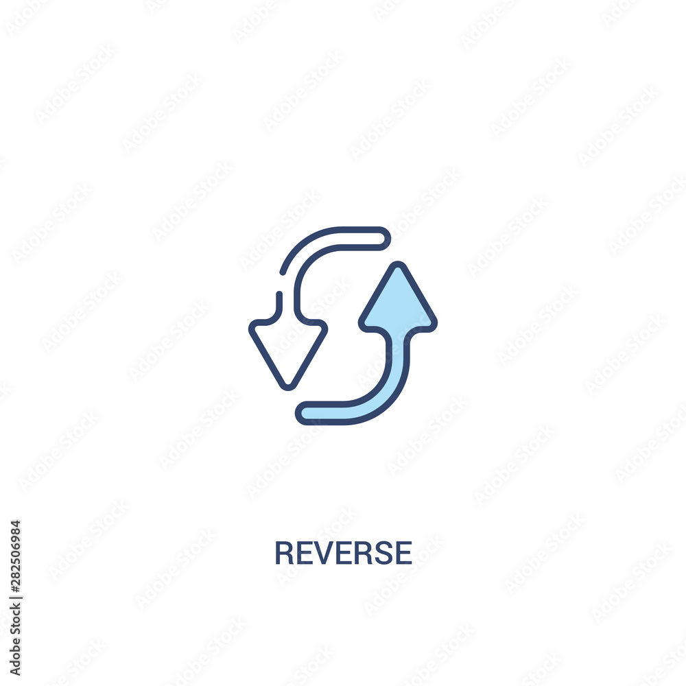 Poster reverse concept 2 colored icon. simple line element illustration. outline blue reverse symbol. can b