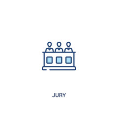 jury concept 2 colored icon. simple line element illustration. outline blue jury symbol. can be used for web and mobile ui/ux.