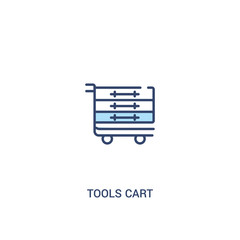 tools cart concept 2 colored icon. simple line element illustration. outline blue tools cart symbol. can be used for web and mobile ui/ux.