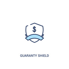 guaranty shield concept 2 colored icon. simple line element illustration. outline blue guaranty shield symbol. can be used for web and mobile ui/ux.