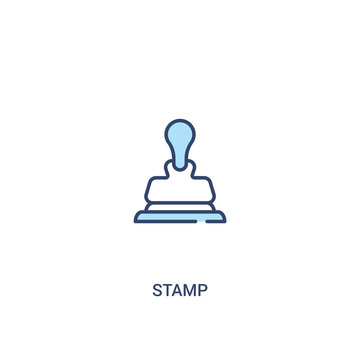 stamp concept 2 colored icon. simple line element illustration. outline blue stamp symbol. can be used for web and mobile ui/ux.