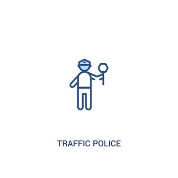 traffic police concept 2 colored icon. simple line element illustration. outline blue traffic police symbol. can be used for web and mobile ui/ux.