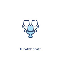 theatre seats concept 2 colored icon. simple line element illustration. outline blue theatre seats symbol. can be used for web and mobile ui/ux.