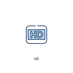 hd concept 2 colored icon. simple line element illustration. outline blue hd symbol. can be used for web and mobile ui/ux.