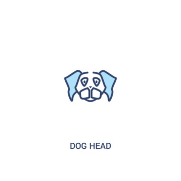 dog head concept 2 colored icon. simple line element illustration. outline blue dog head symbol. can be used for web and mobile ui/ux.