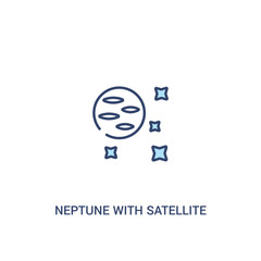 neptune with satellite concept 2 colored icon. simple line element illustration. outline blue neptune with satellite symbol. can be used for web and mobile ui/ux.