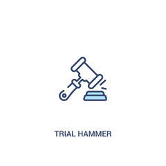 trial hammer concept 2 colored icon. simple line element illustration. outline blue trial hammer symbol. can be used for web and mobile ui/ux.