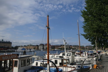 Fototapeta na wymiar Boote in Stockholm