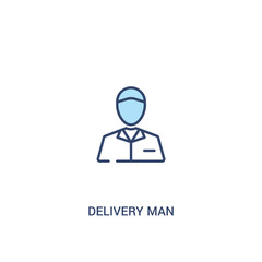 delivery man concept 2 colored icon. simple line element illustration. outline blue delivery man symbol. can be used for web and mobile ui/ux.