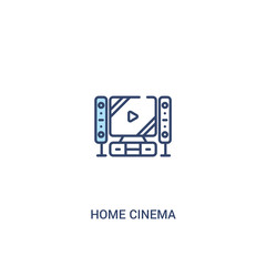 home cinema concept 2 colored icon. simple line element illustration. outline blue home cinema symbol. can be used for web and mobile ui/ux.