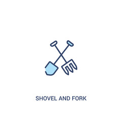 shovel and fork concept 2 colored icon. simple line element illustration. outline blue shovel and fork symbol. can be used for web and mobile ui/ux.