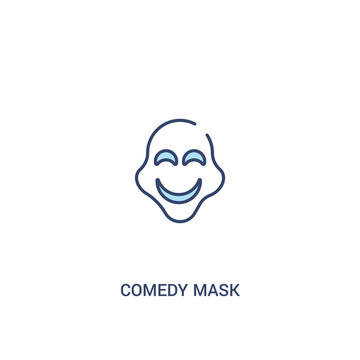 comedy mask concept 2 colored icon. simple line element illustration. outline blue comedy mask symbol. can be used for web and mobile ui/ux.