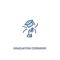 graduation ceremony concept 2 colored icon. simple line element illustration. outline blue graduation ceremony symbol. can be used for web and mobile ui/ux.