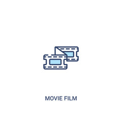 movie film concept 2 colored icon. simple line element illustration. outline blue movie film symbol. can be used for web and mobile ui/ux.