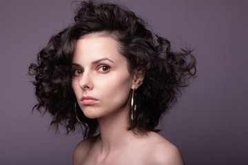  beautiful young curly girl portrait