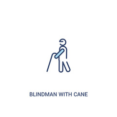 blindman with cane concept 2 colored icon. simple line element illustration. outline blue blindman with cane symbol. can be used for web and mobile ui/ux.