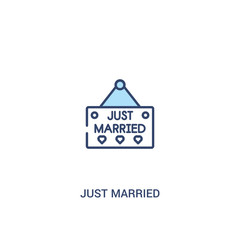 just married concept 2 colored icon. simple line element illustration. outline blue just married symbol. can be used for web and mobile ui/ux.