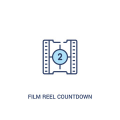 film reel countdown number 2 concept 2 colored icon. simple line element illustration. outline blue film reel countdown number 2 symbol. can be used for web and mobile ui/ux.