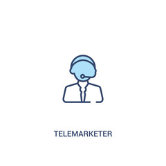telemarketer concept 2 colored icon. simple line element illustration. outline blue telemarketer symbol. can be used for web and mobile ui/ux.